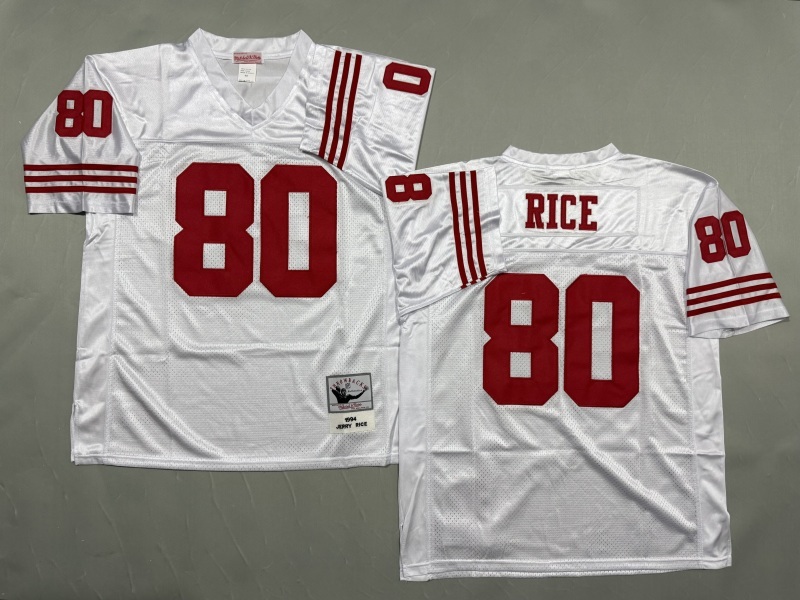 Men 2025 San Francisco 49ers #80 Rice white Throwback Limited NFL Jersey style 002